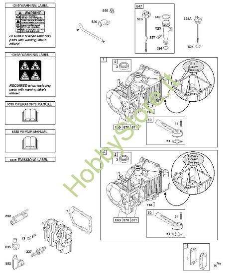 E - Cilindro, testata, lubrificazione, manuale per l'uso, etichetta di avvertenza B&S - 09 €¦ 09T602-0127-B1 brand Stihl